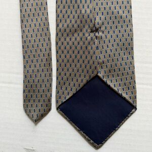 Beige Tie with Blue Oval Pattern - Classic Men's Silk Look
